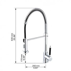 Zeitgenössisch Pull-out / Pull-down deckenmontiert drehbarer with Keramisches Ventil Einhand Ein Loch for Chrom, Armatur für die Küche