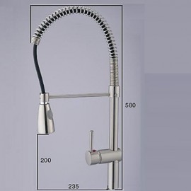 Zeitgenössisch Pull-out / Pull-down Mittellage Mit ausziehbarer Brause with Keramisches Ventil Zwei Griffe Ein Loch for Gebürsteter