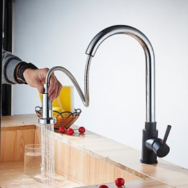 Zeitgenössisch / Modern Pull-out / Pull-down / Standard Spout Becken Regendusche / Breite spary / Mit ausziehbarer Brause / drehbarerwith