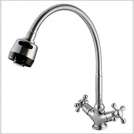 Zeitgenössisch Standard Spout Becken drehbarer with Keramisches Ventil Zwei Griffe Ein Loch for Chrom, Armatur für die Küche