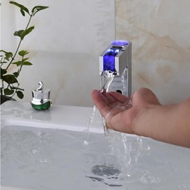 Zeitgenössisch deckenmontiert Wasserfall / Sensor with Elektromagnetventil Hände frei Ein Loch for Chrom, Waschbecken Wasserhahn