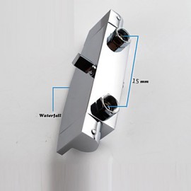 Zeitgenössisch Badewanne & Dusche Wasserfall / Breite spary with Keramisches Ventil Zwei Griffe Zwei Löcher for Chrom, Duscharmaturen