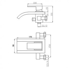 Zeitgenössisch Badewanne & Dusche Wasserfall with Keramisches Ventil Einzigen Handgriff Zwei Löcher for Chrom, Duscharmaturen /