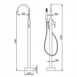 Zeitgenössisch bodenmontiert Handdusche inklusive / Bodenstand with Keramisches Ventil Einhand Ein Loch for Chrom, Badewannenarmaturen