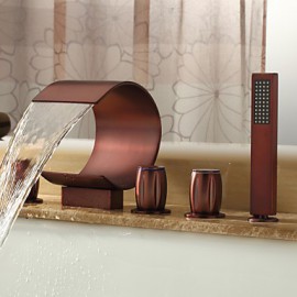 Öl-rieb Bronze Wasserfall verbreitet Badewanne Wasserhahn mit Handbrause (gebogene Form Design)