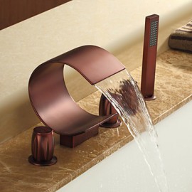 Öl-rieb Bronze Wasserfall verbreitet Badewanne Wasserhahn mit Handbrause (gebogene Form Design)