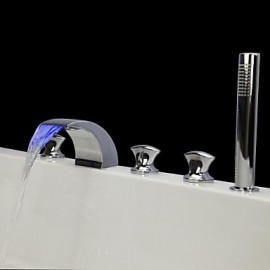 Zeitgenössisch Badewanne & Dusche LED / Wasserfall / Handdusche inklusive with Keramisches Ventil Drei Griffe Fünf Löcher for Chrom,