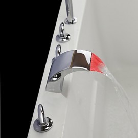 Zeitgenössisch Badewanne & Dusche LED / Wasserfall / Handdusche inklusive with Keramisches Ventil Drei Griffe Fünf Löcher for Chrom,