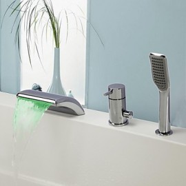 Zeitgenössisch Badewanne & Dusche LED / Wasserfall / Handdusche inklusive with Keramisches Ventil Einhand Drei Löcher for Chrom,