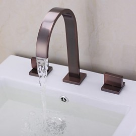 Antik Romanische Wanne Wasserfall with Keramisches Ventil Zwei Griffe Drei Löcher for Bronze mit ölschliff, Badewannenarmaturen