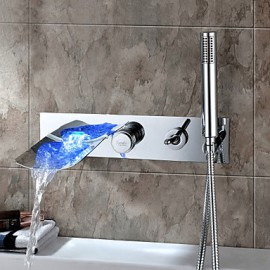 Zeitgenössisch Badewanne & Dusche LED / Wasserfall / Handdusche inklusive with Keramisches Ventil Einhand Fünf Löcher for Chrom,