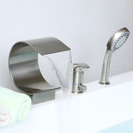 Zeitgenössisch Badewanne & Dusche Wasserfall / Handdusche inklusive with Keramisches Ventil Einhand Drei Löcher for Gebürsteter Nickel,