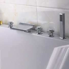 Zeitgenössisch Badewanne & Dusche Wasserfall with Messingventil Drei Griffe Fünf Löcher for Chrom, Badewannenarmaturen