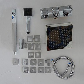 Zeitgenössisch Duschsystem LED / Regendusche with Keramisches Ventil Drei Griffe Fünf Löcher for Chrom, Duscharmaturen