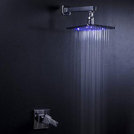 Zeitgenössisch Wandmontage LED / Wasserfall / Regendusche with Keramisches Ventil Einhand Ein Loch for Chrom, Duscharmaturen