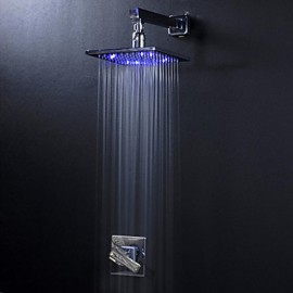 Zeitgenössisch Wandmontage LED / Wasserfall / Regendusche with Keramisches Ventil Einhand Ein Loch for Chrom, Duscharmaturen