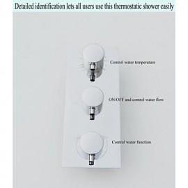 Zeitgenössisch Wandmontage LED / Thermostatische / Regendusche / Breite spary / Handdusche inklusive with MessingventilDrei Griffe neun