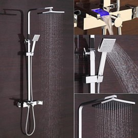 Zeitgenössisch Mittellage LED / Wasserfall / Breite spary with Keramisches Ventil Einzigen Handgriff Zwei Löcher for Chrom,