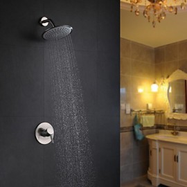 Zeitgenössisch Nur Dusche Regendusche with Keramisches Ventil Einzigen Handgriff Zwei Löcher for Gebürsteter Nickel, Duscharmaturen