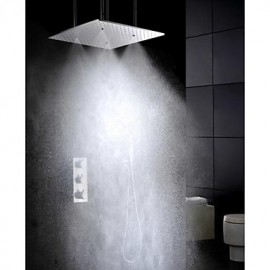 Duscharmaturen - Zeitgenössisch - LED / Thermostatische / Regendusche / Handdusche inklusive - Messing (Chrom)