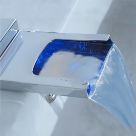 Zeitgenössisch 3-Loch-Armatur LED / Wasserfall with Keramisches Ventil Zwei Griffe Drei Löcher for Chrom, Waschbecken Wasserhahn