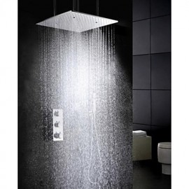 Duscharmaturen - Zeitgenössisch - Thermostatische / Regendusche / Handdusche inklusive - Messing (Chrom)