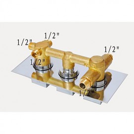 Zeitgenössisch Wandmontage Thermostatische with Messingventil Drei Griffe Drei Löcher for Chrom, Duscharmaturen