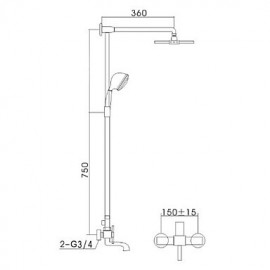 Antik Duschsystem Handdusche inklusive with Messingventil Zwei Griffe Drei Löcher for Antikes Messing, Duscharmaturen