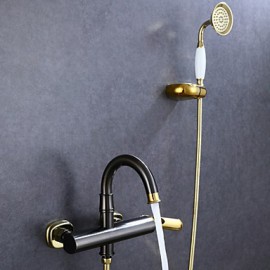 Antik Badewanne & Dusche Handdusche inklusive with Keramisches Ventil Einhand Drei Löcher for Bronze mit ölschliff, Duscharmaturen