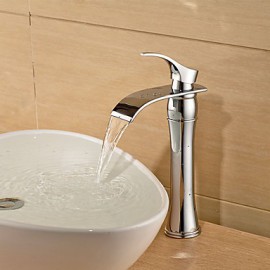 Zeitgenössisch / Art déco/Retro / Modern Mittellage Wasserfall / Breite spary / Vorspülung with Keramisches VentilEinzigen Handgriff