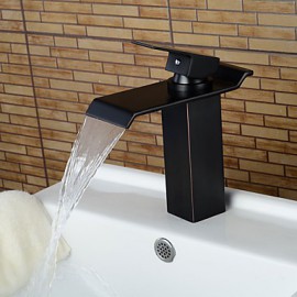 Zeitgenössisch / Art déco/Retro / Modern Mittellage Wasserfall / Breite spary / Vorspülung with Keramisches VentilEinzigen Handgriff