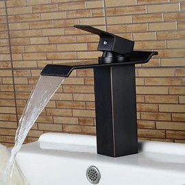 Zeitgenössisch / Art déco/Retro / Modern Mittellage Wasserfall / Breite spary / Vorspülung with Keramisches VentilEinzigen Handgriff