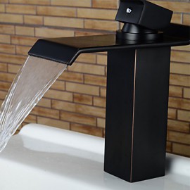 Zeitgenössisch / Art déco/Retro / Modern Mittellage Wasserfall / Breite spary / Vorspülung with Keramisches VentilEinzigen Handgriff