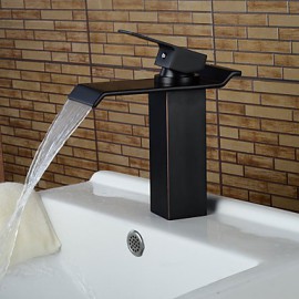 Zeitgenössisch / Art déco/Retro / Modern Mittellage Wasserfall / Breite spary / Vorspülung with Keramisches VentilEinzigen Handgriff