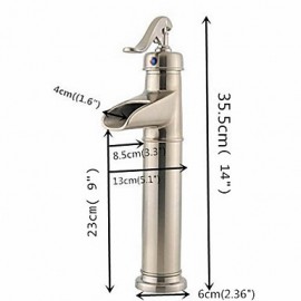 Zeitgenössisch Becken Wasserfall with Keramisches Ventil Einhand Ein Loch for Gebürsteter Nickel, Badewannenarmaturen