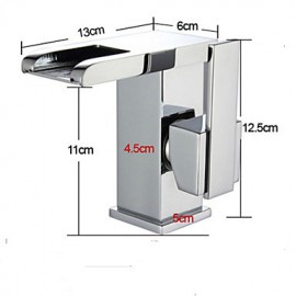 Zeitgenössisch deckenmontiert LED / Wasserfall with Keramisches Ventil Einhand Ein Loch for Chrom, Waschbecken Wasserhahn