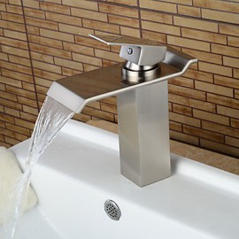 Zeitgenössisch / Art déco/Retro / Modern Mittellage Wasserfall / Breite spary / Vorspülung with Keramisches VentilEinzigen Handgriff