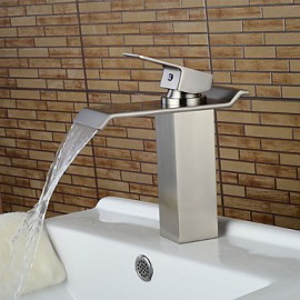 Zeitgenössisch / Art déco/Retro / Modern Mittellage Wasserfall / Breite spary / Vorspülung with Keramisches VentilEinzigen Handgriff