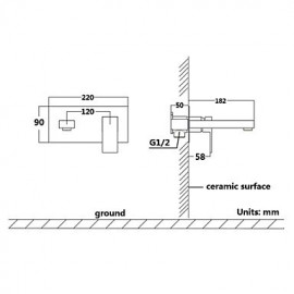 Zeitgenössisch Wandmontage Keramisches Ventil Einzigen Handgriff Zwei Löcher with Chrom Waschbecken Wasserhahn