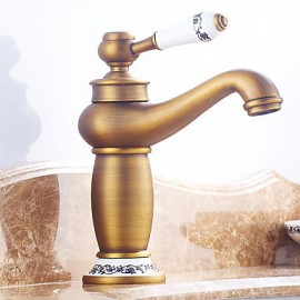 Antik / Traditionell / Art déco/Retro Mittellage Wasserfall / Breite spary / Vorspülung with Keramisches VentilEinzigen Handgriff Zwei