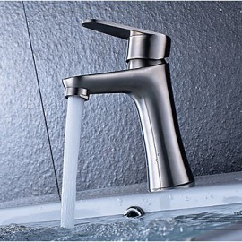 Zeitgenössisch Becken Breite spary with Keramisches Ventil Einhand Ein Loch for Gebürsteter Nickel, Waschbecken Wasserhahn