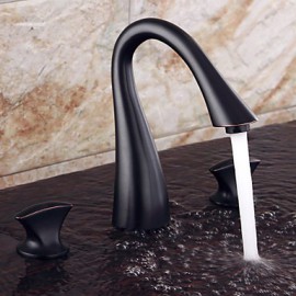 Antik Becken Sensor with Keramisches Ventil Zwei Griffe Drei Löcher for Bronze mit Ölschliff, Waschbecken Wasserhahn