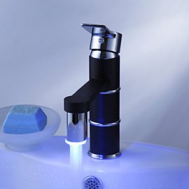 Zeitgenössisch Mittellage LED with Keramisches Ventil Einhand Ein Loch for Korrektur Artikel, Waschbecken Wasserhahn