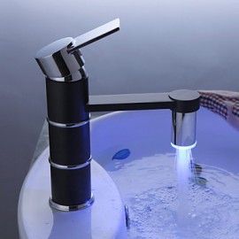 Zeitgenössisch Mittellage LED with Keramisches Ventil Einhand Ein Loch for Korrektur Artikel, Waschbecken Wasserhahn