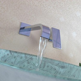 Zeitgenössisch Wandmontage Einzigen Handgriff Zwei Löcher in Chrom Waschbecken Wasserhahn