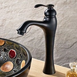 Traditionell Mittellage Keramisches Ventil Einhand Ein Loch with Bronze mit Ölschliff Waschbecken Wasserhahn