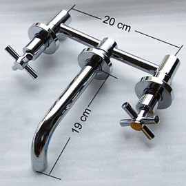 Zeitgenössisch Wandmontage Zwei Griffe Drei Löcher in Chrom Waschbecken Wasserhahn