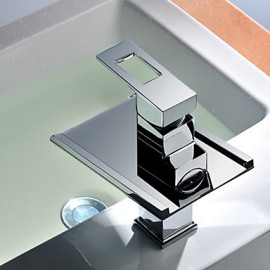 Zeitgenössisch deckenmontiert LED / Wasserfall with Keramisches Ventil Einhand Ein Loch for Chrom, Waschbecken Wasserhahn