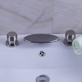 Badewanne & Dusche Wasserfall Zwei Griffe Drei Löcher with Gebürsteter Nickel Waschbecken Wasserhahn