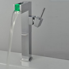 Zeitgenössisch Mittellage LED with Keramisches Ventil Einhand Ein Loch for Chrom, Waschbecken Wasserhahn